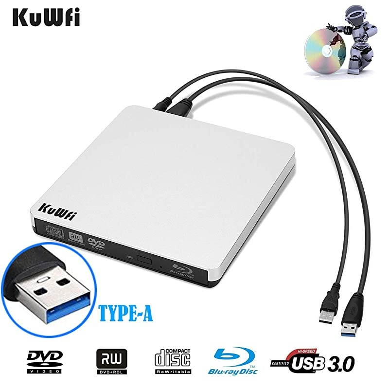 External Blu Ray Drive USB 3.0 Player External CD/DVD Burner/Writer Blu-Ray Portable Drive Optical Drive Support 3D for MAC PC Laptop Notebook