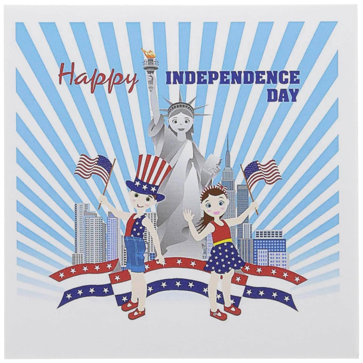 3dRose Greeting Cards, 6 x 6 Inches, Pack of 12, July 4th Celebration with Statue of Liberty (gc_125935_2)