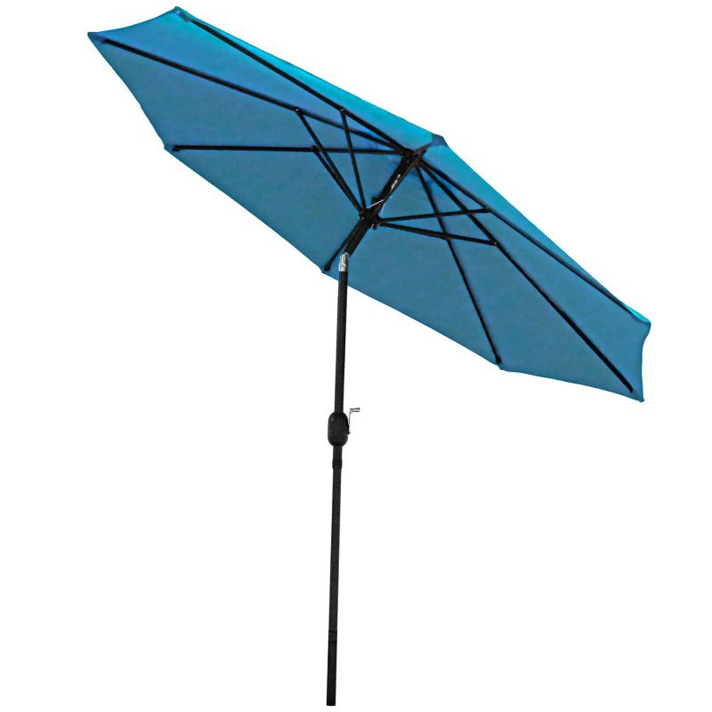 Sunnydaze Outdoor Aluminum Patio Table Umbrella with Polyester Canopy and Push Button Tilt and Crank - 9' - Turquoise