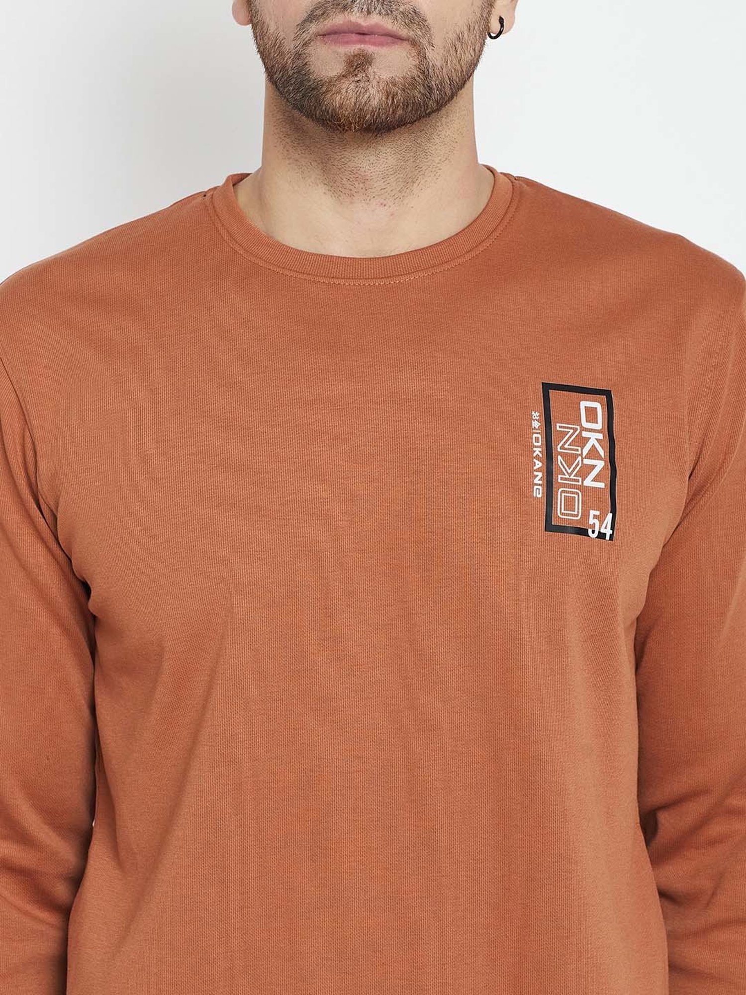 Okane Rust Regular Fit Printed Sweatshirt & Trackpants Set