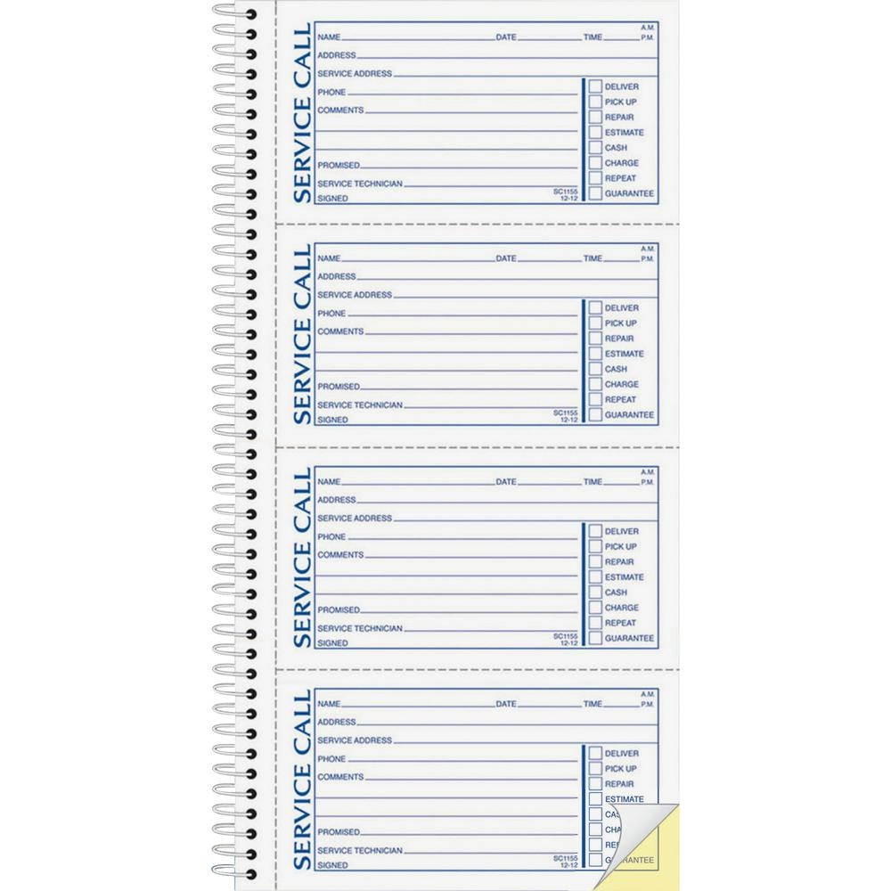 Adams Spiralbound Service Call Book