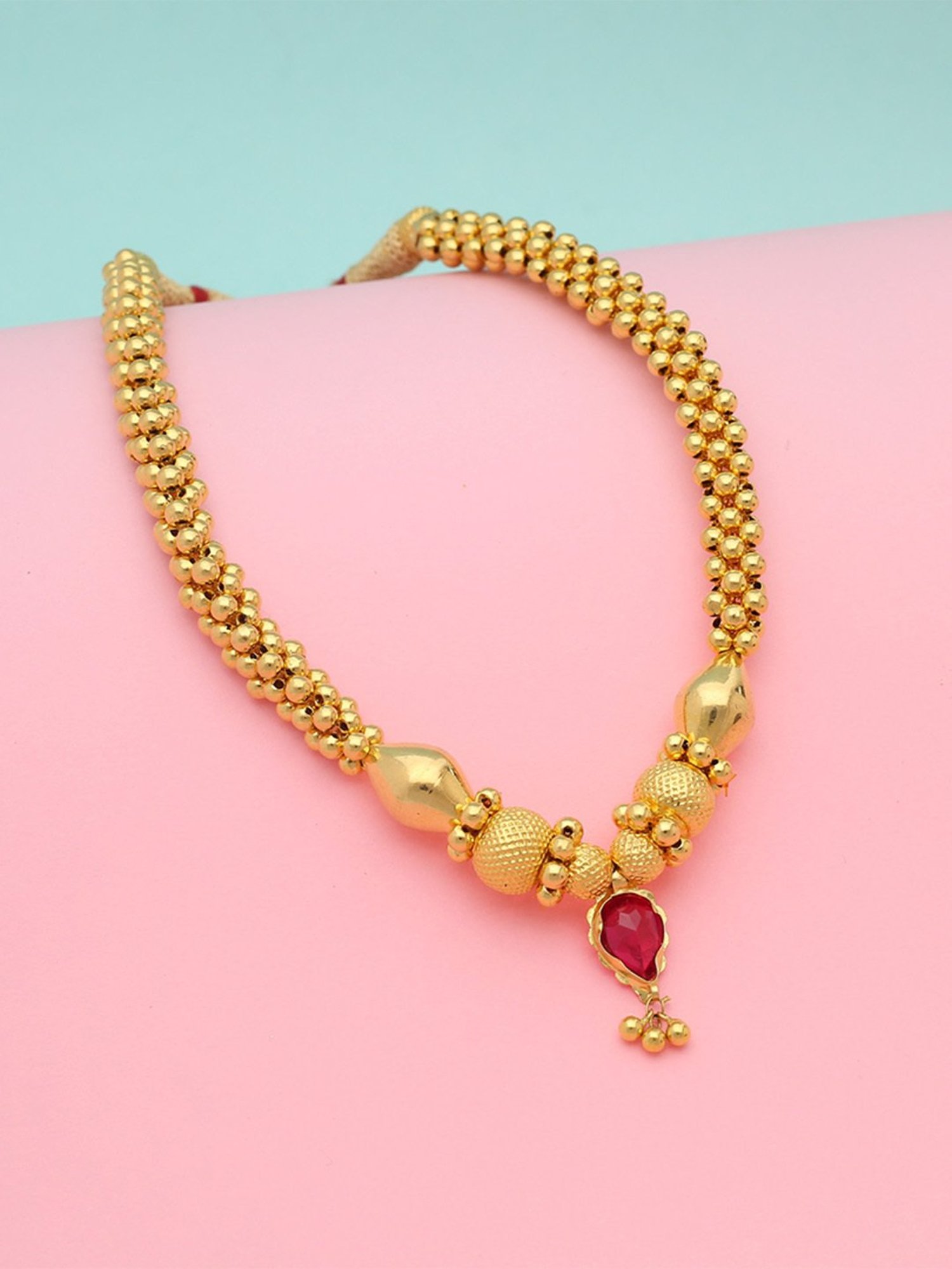 CKC Repouss&iquest; Work Rudraksha Gold Extender Neck Chain: Spiritual Elegance