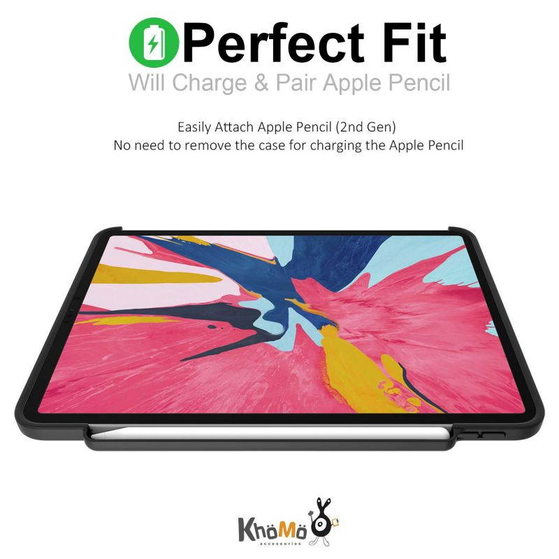 KHOMO iPad Pro 11 Inch Case with Pen Holder - Dual Blue Super Slim Cover - Support Pencil Charging