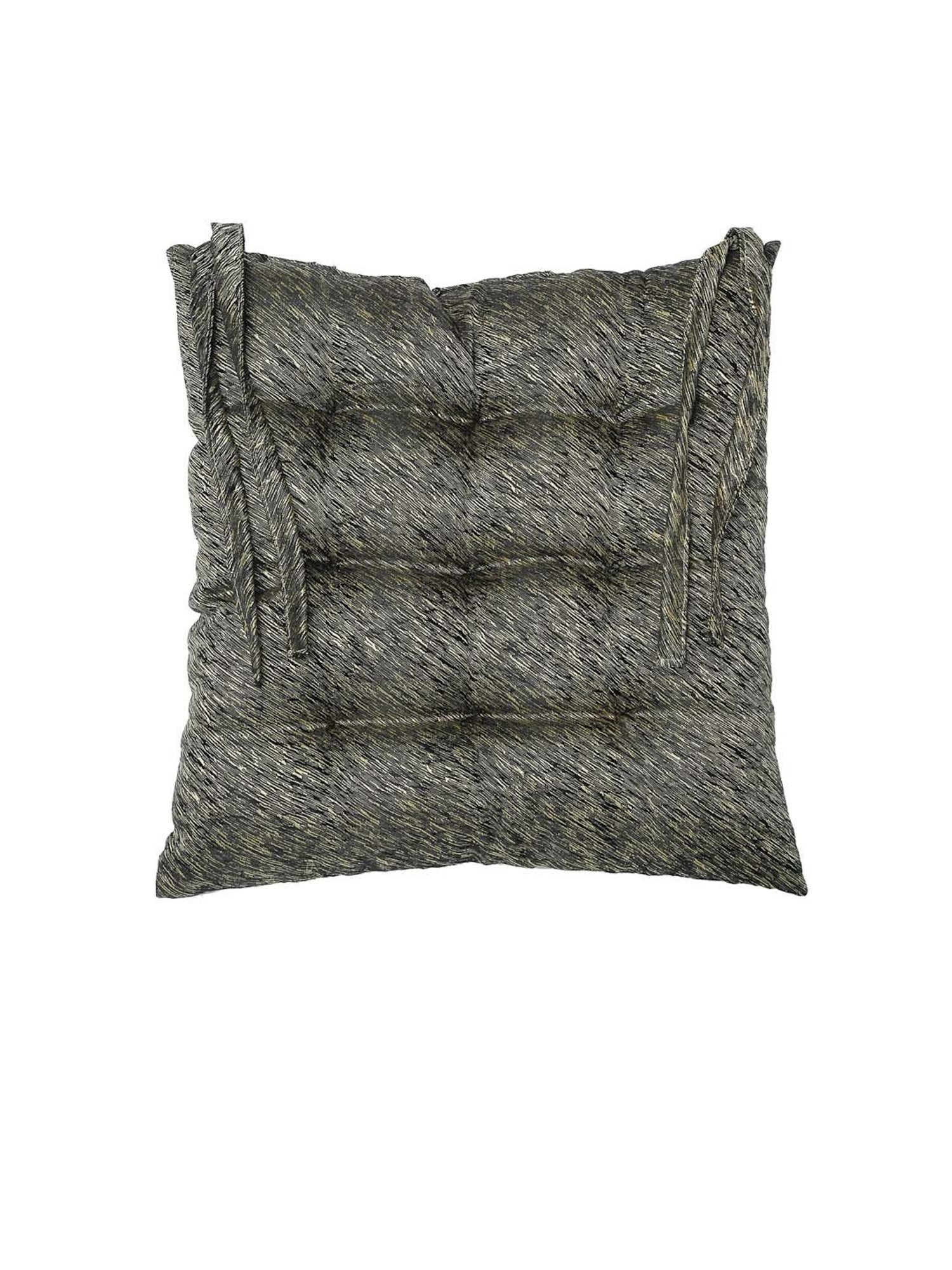 Klotthe Olive Green Cotton 200 GSM General Support Chair Pad - Set of 4