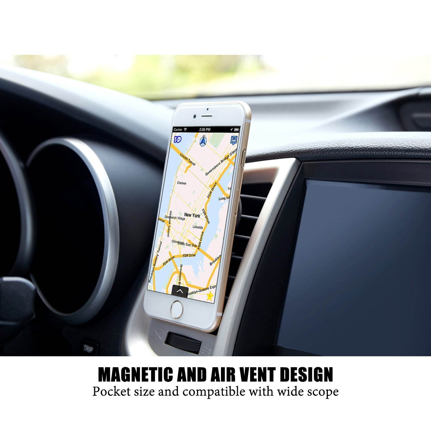 LENTION Air Vent Phone Support,Magnetic Mobile Stand 360&deg; Rotating Phone Holder Car Mount for iPhone, iPod, Smart Phone, PSP, GPS - Blue