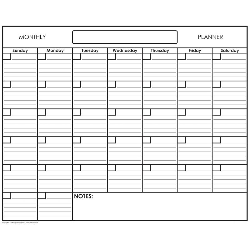 Undated Dry Erase Monthly Wall Calendar 18"x24" - SwiftGlimpse