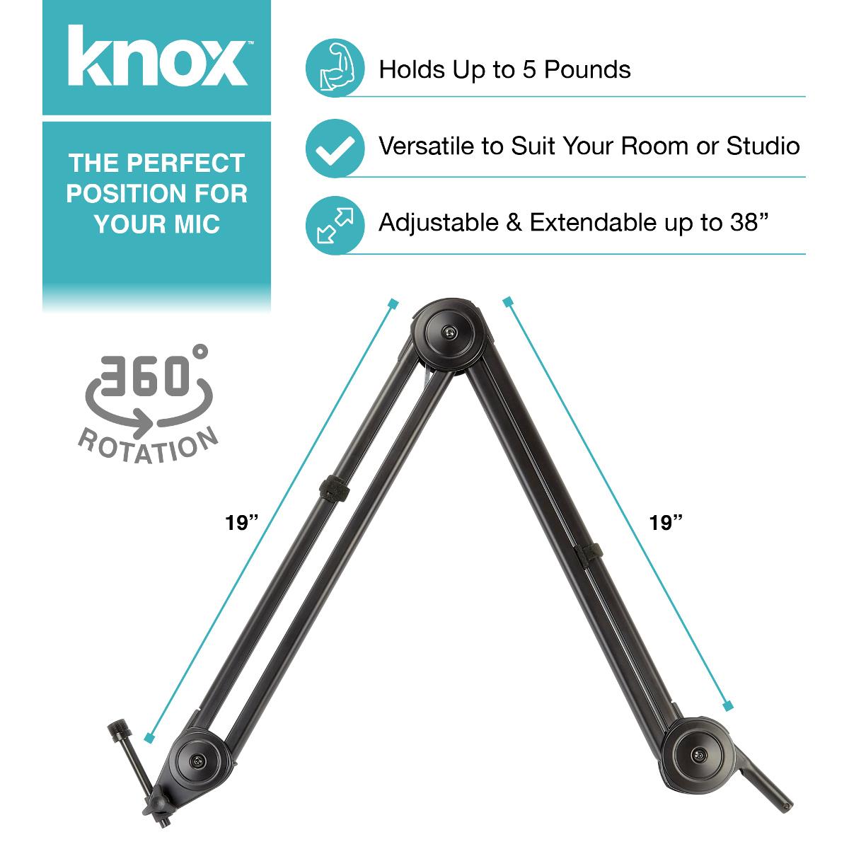 Knox Gear 38" Microphone Desktop Boom Arm (Black)