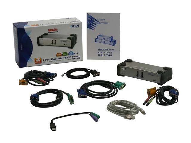 ATEN CS1742 2 Port Dual-View KVM Switch
