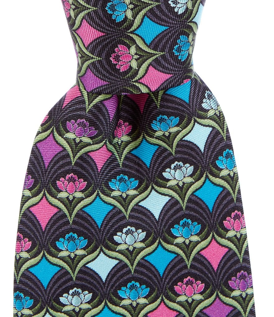 Cremieux Heath Motif Print Narrow 3#double; Silk Tie