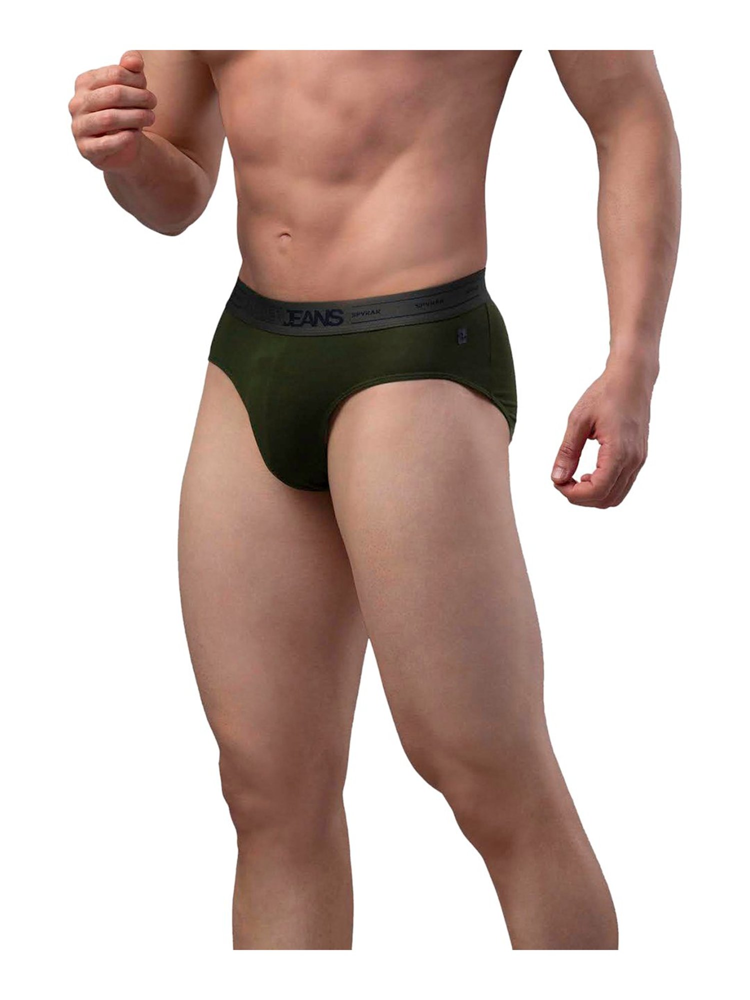 UnderJeans by Spykar Olive Briefs - Pack of 2