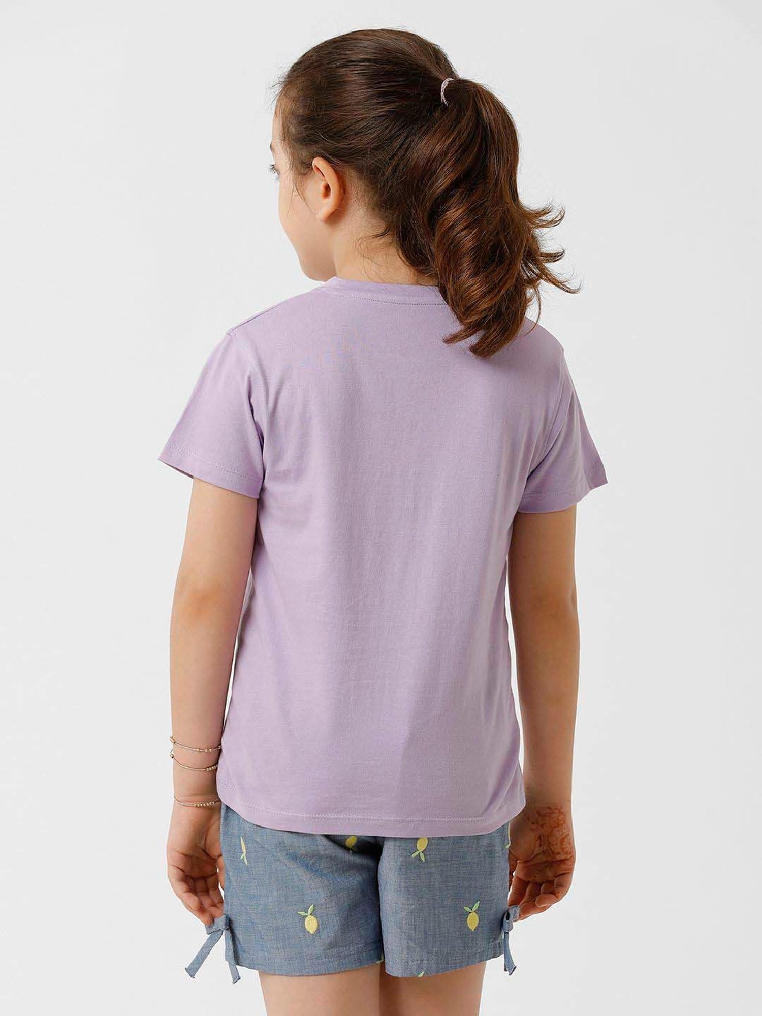 Kate & Oscar Kids Purple Cotton Printed T-Shirt