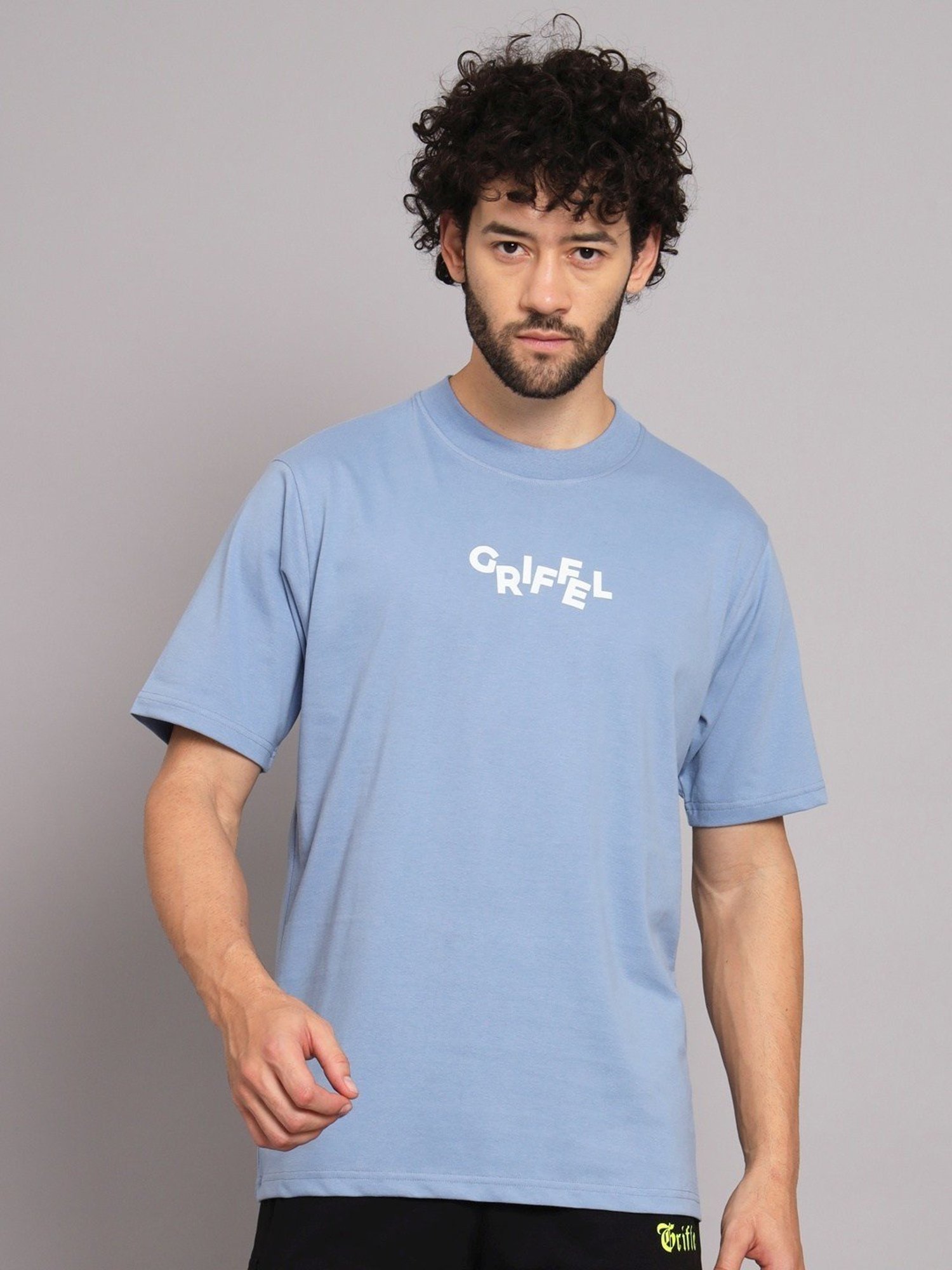 Griffel Blue Cotton Loose Fit Printed Co-Ord Set