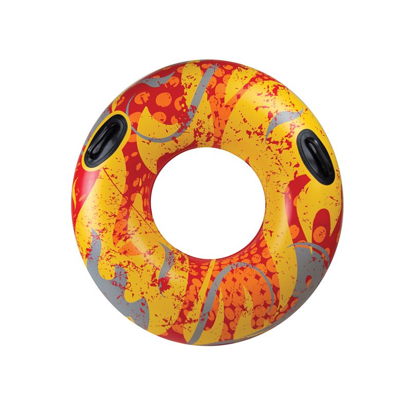 Swim Central 39" Cool Flames Inflatable 1-Person Sport Swimming Pool Inner Tube - Orange/Yellow