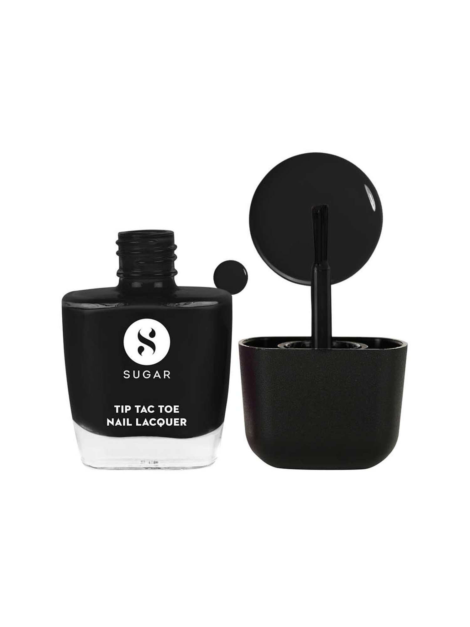SUGAR Cosmetics Tip Tac Toe Nail Lacquer Classic 19 Bounce Black - 9 ml