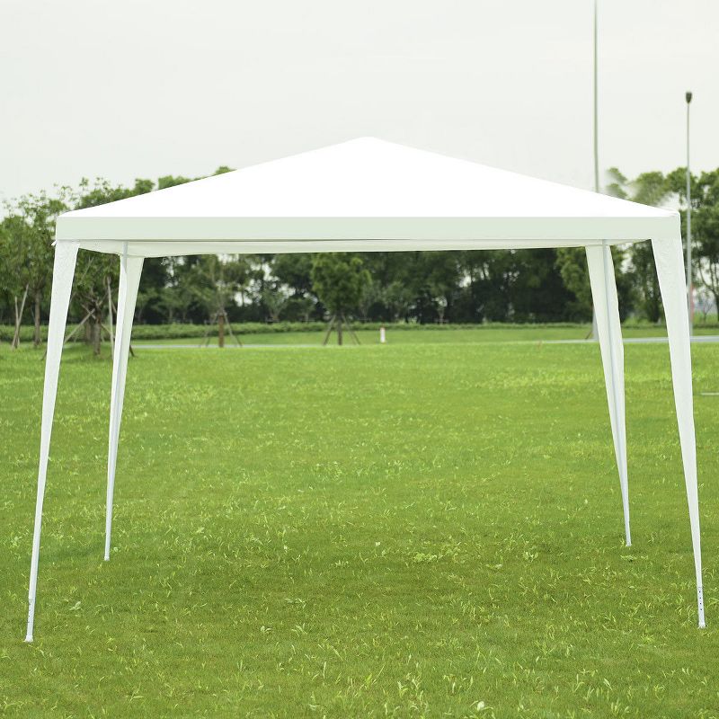Costway Outdoor 2-Tier 10'x10' Gazebo Canopy Shelter Awning Tent Patio Garden Screw-free structure Brown
