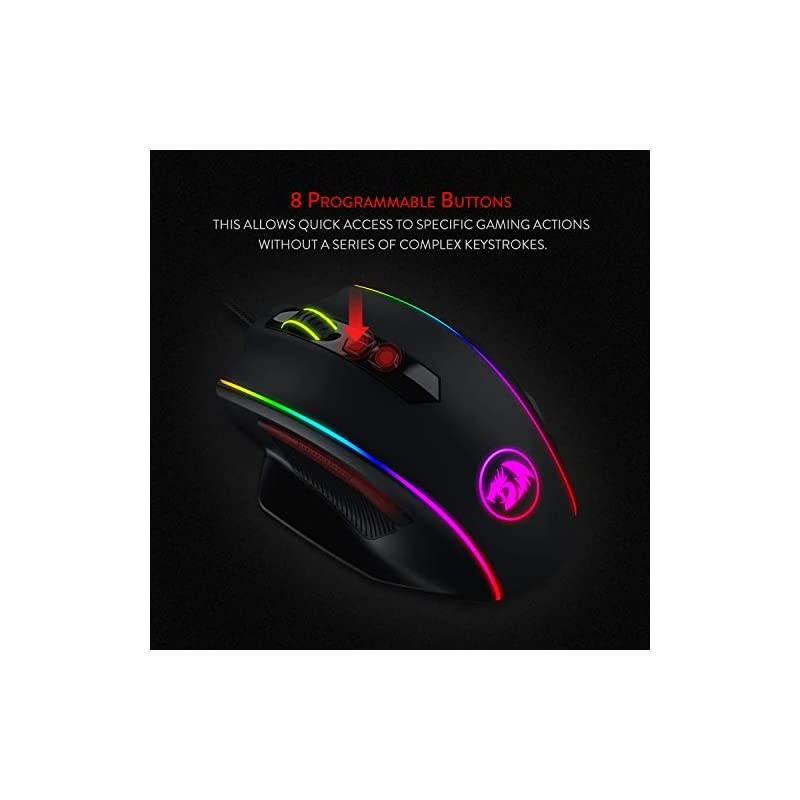 M720 Vampire RGB Gaming Mouse, 10,000 DPI Adjustable Wired Optical Gaming Mouse, Comfortable Grip Ergonomic with 8 Programmable Buttons