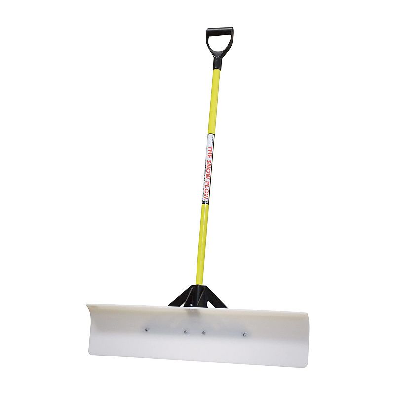THE SNOWPLOW 50536 Original 36 Inch Poly Blade Snow Pusher Shovel with Ergonomic Fiberglass Handle, Cutting Angle, and Tuff Brace Support