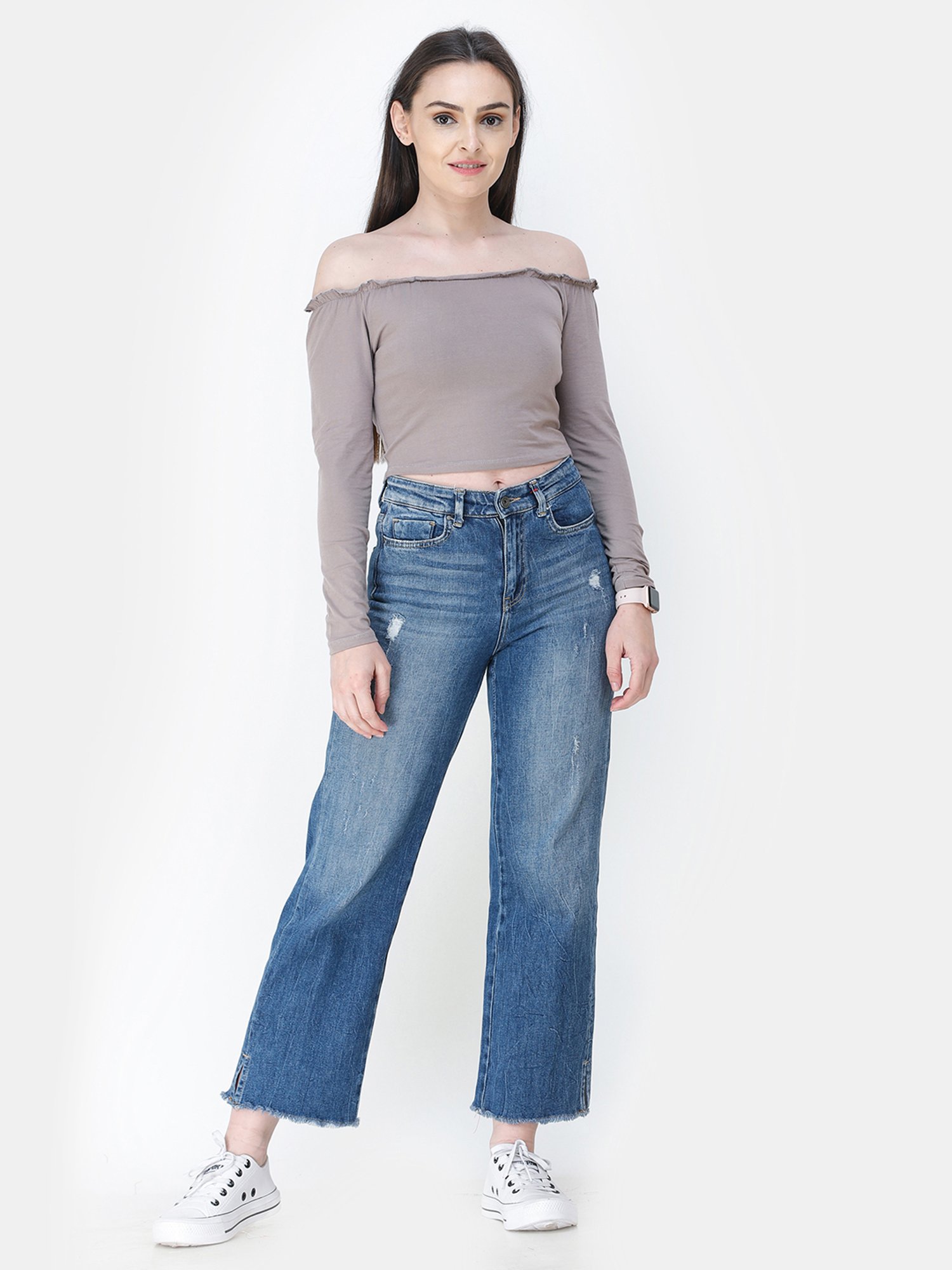 Cation Dark Beige Crop Top