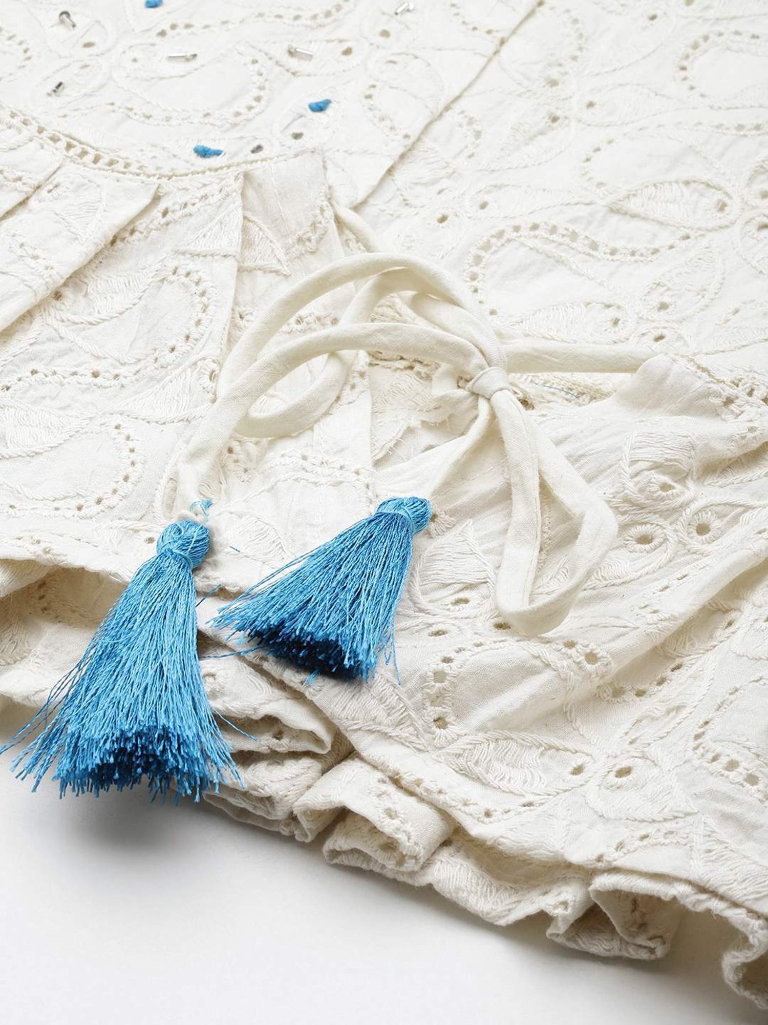 Aarika White Cotton Embroidered Shrug