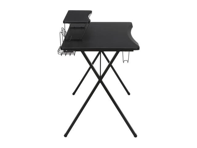 Essentials Collection 55" Gaming Computer Desk, 35" Monitor Shelf, X-Base, in Black/Black (ESS-1100-BLK-BLK)