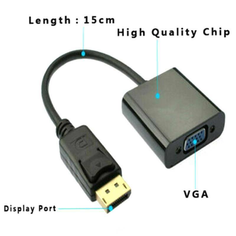 Display Port to VGA, DisplayPort DP Male To VGA Female Cable Adapter Converter Compatible with Computer, Desktop, Laptop, PC, Monitor, Projector, HDTV - Black