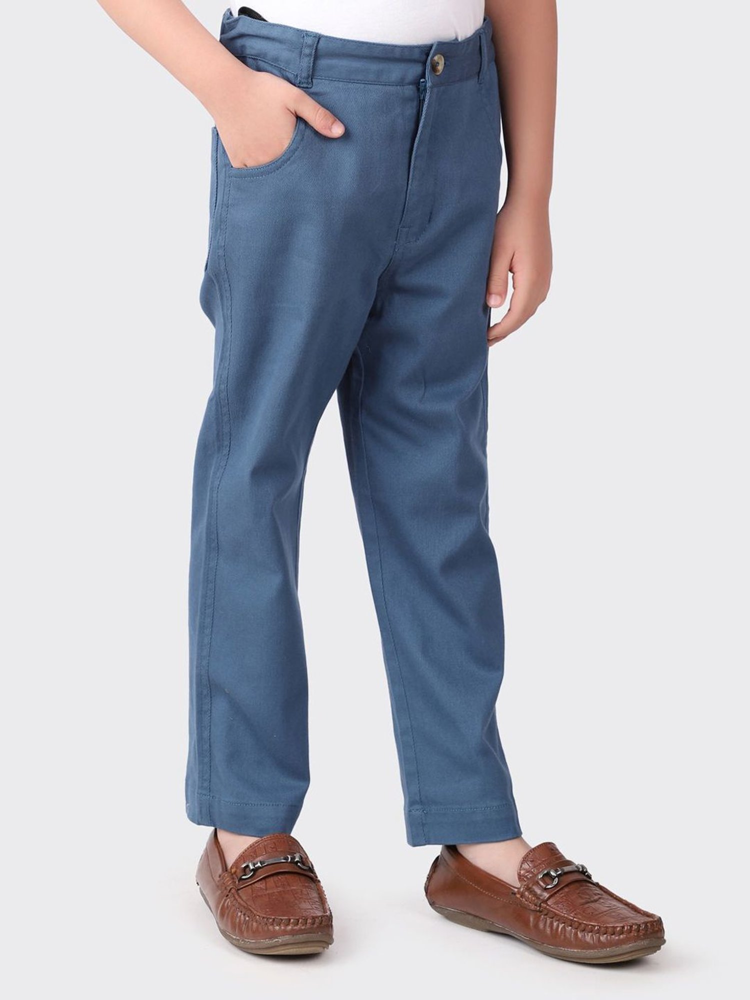 Fabindia Kids Navy Cotton Regular Fit Pants