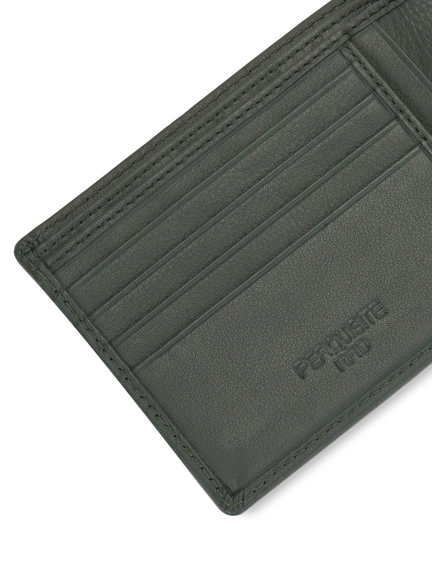 PERQUISITE Green Casual Leather Bi-Fold Wallet for men