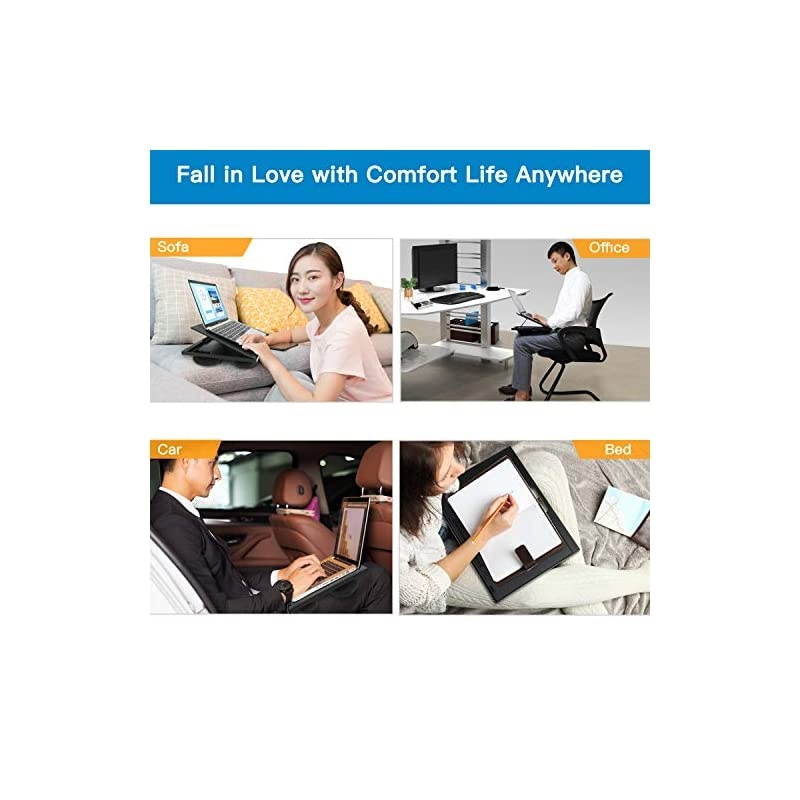Adjustable Lap Desk - with 8 Adjustable Angles & Dual Cushions Laptop Stand for Car Laptop Desk, Work Table, Lap Writing Board & Drawing Desk on Sofa or Bed by