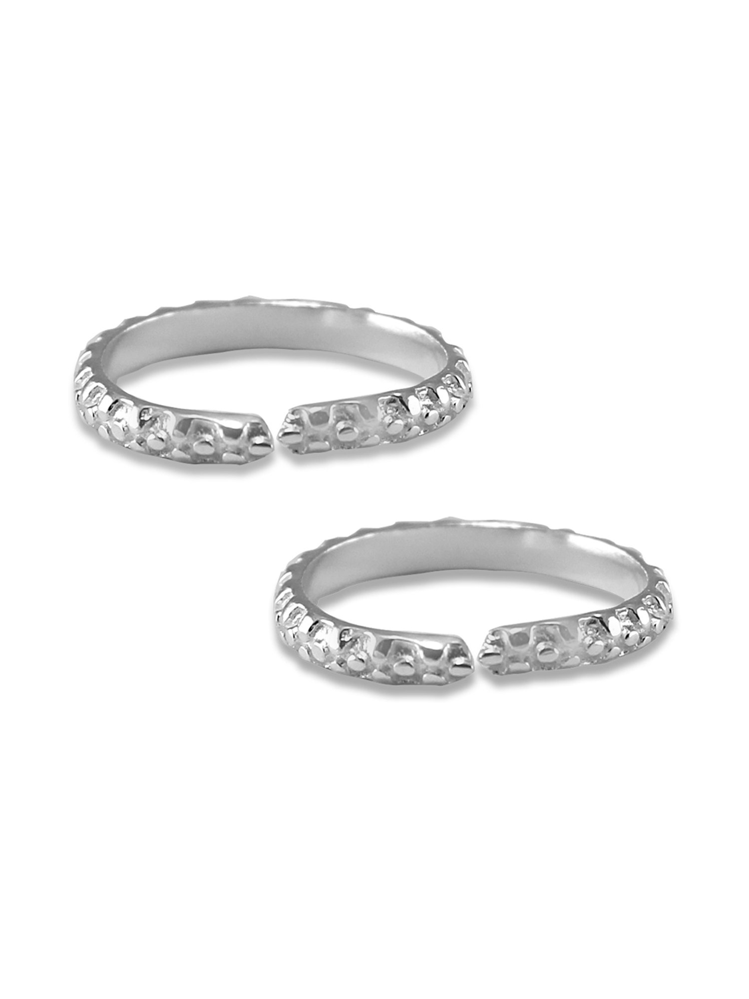 Taraash 92.5 Sterling Silver Cutwork Toe Rings for Women