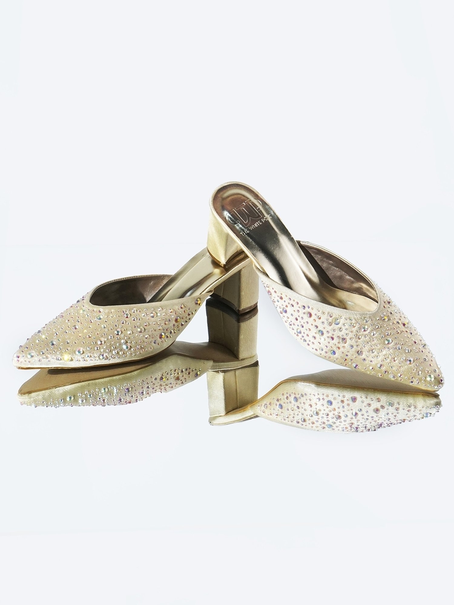 The White Pole Women's Golden Mule Shoes