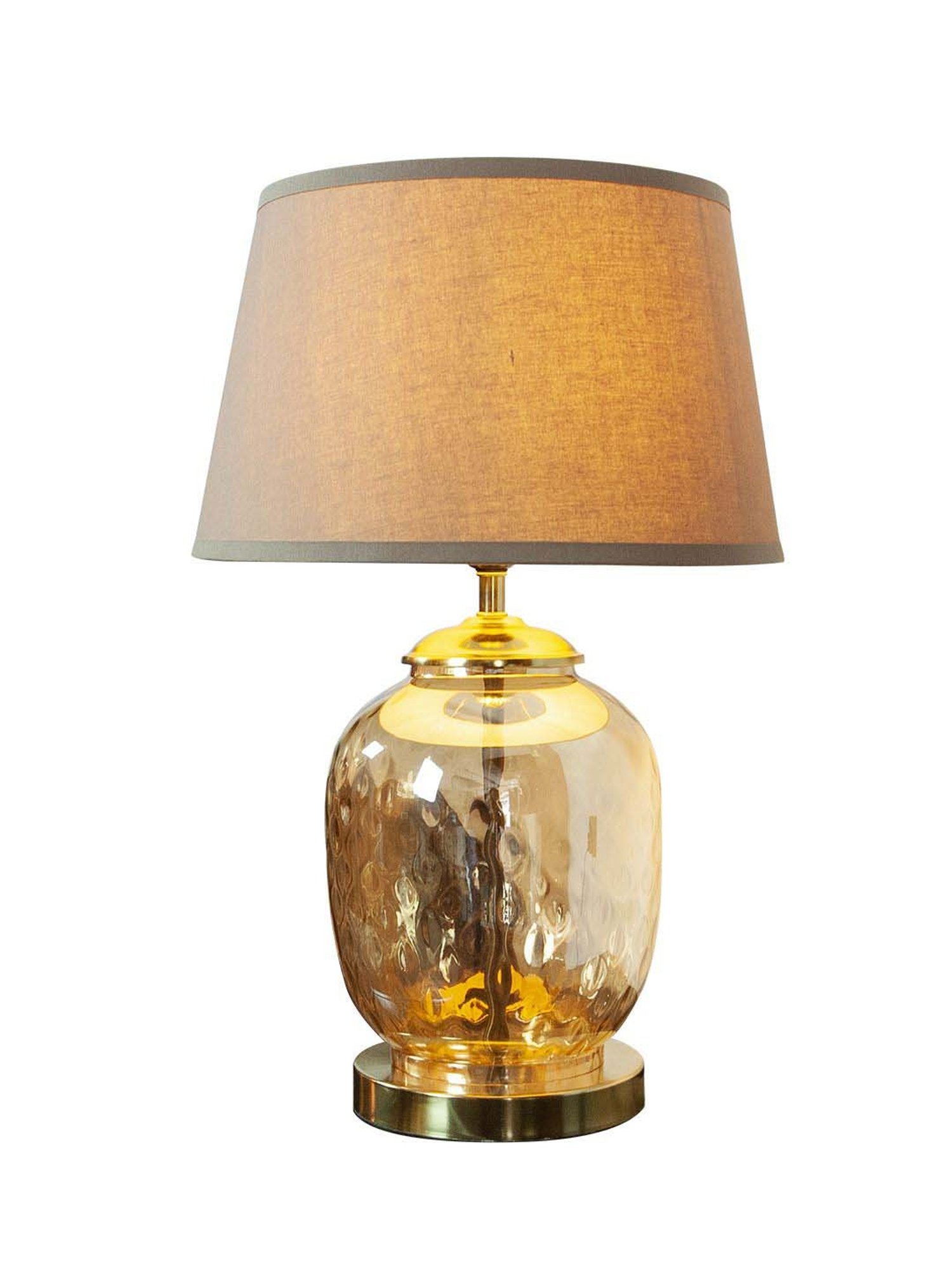 Kapoor E Illuminations Beige Cardiff Amber Glass Table Lamp - Set of 1