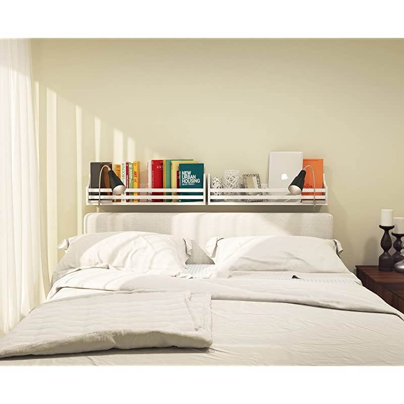 Wood Wall Mounted Floating Shelf 30 Bookcase for White Nursery Decor Traditional Molding Style Kids Room Bookshelf Display Books and Toy Organizer Storage Ships Assembled Set of 2