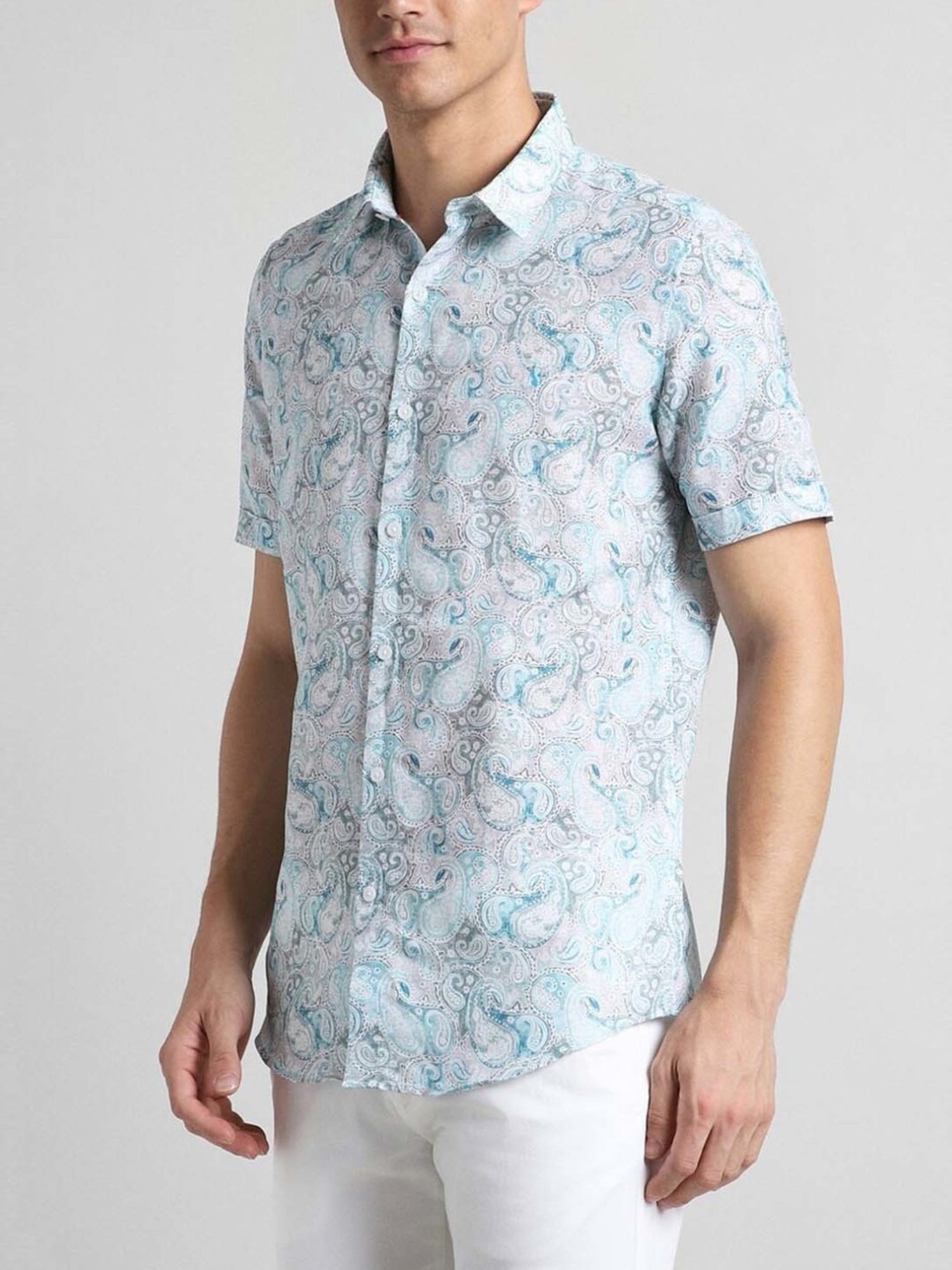 Simon Carter London Grey Printed Slim Fit Shirt