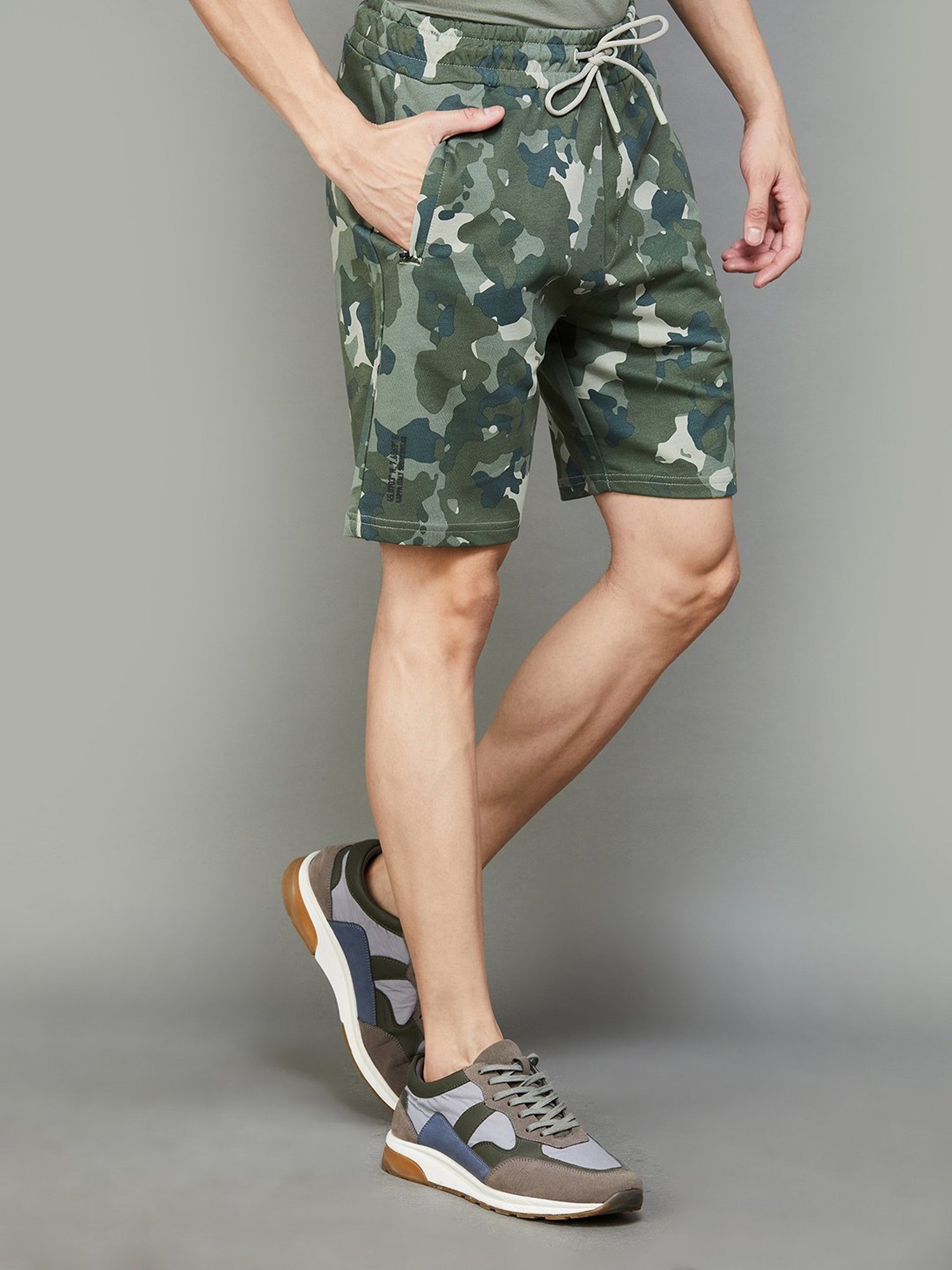 KAPPA Olive Regular Fit Camo Print Sports Shorts