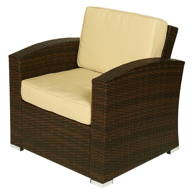 Bahia 4 Piece All Weather Wicker Seating Set Dark Brown with Beige Cushions - Thy Hom