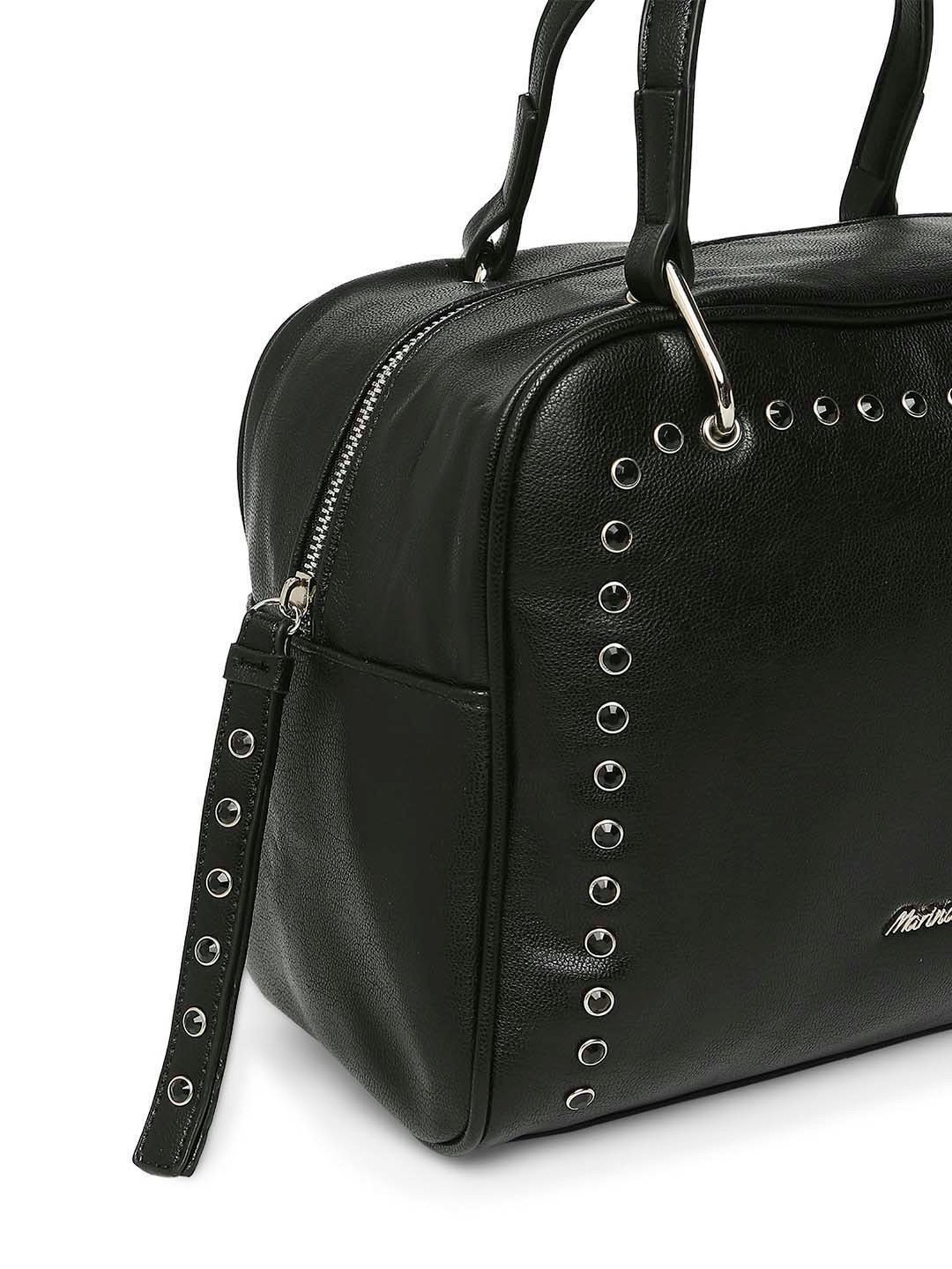 Marina Galanti Black Embellished Medium Bowler Bag