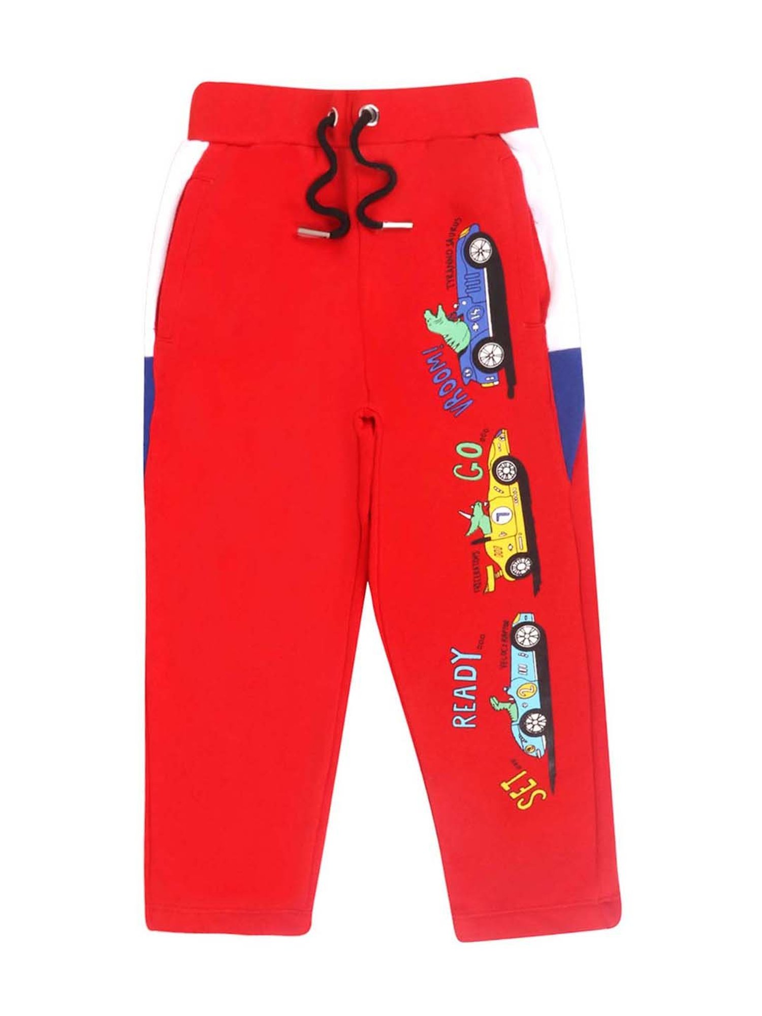 Lazy Shark Kids Red Printed Joggers