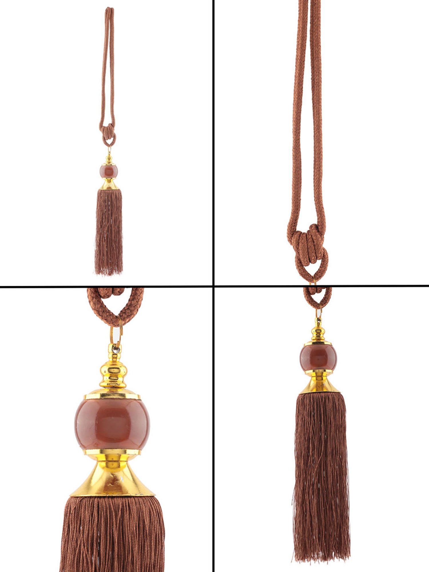 MODERN HOMES White Cotton Hand-Knotted Curtain Ropes - Set of 2