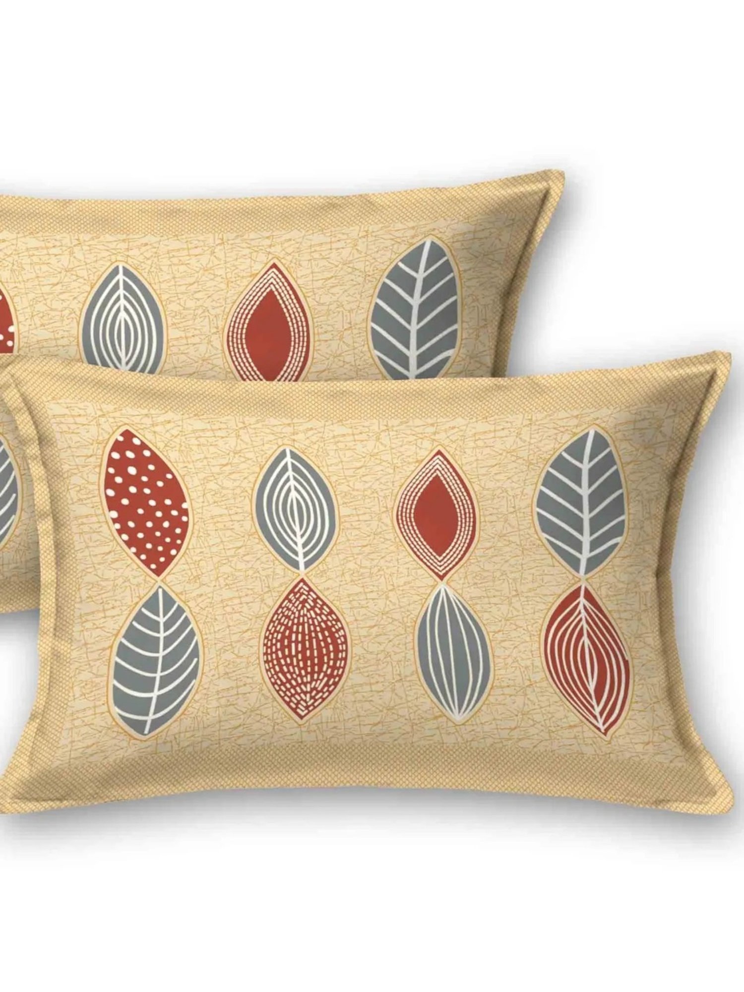 Living Roots Abstract Yellow 300 TC Cotton Bedsheet with 2 Pillow Covers