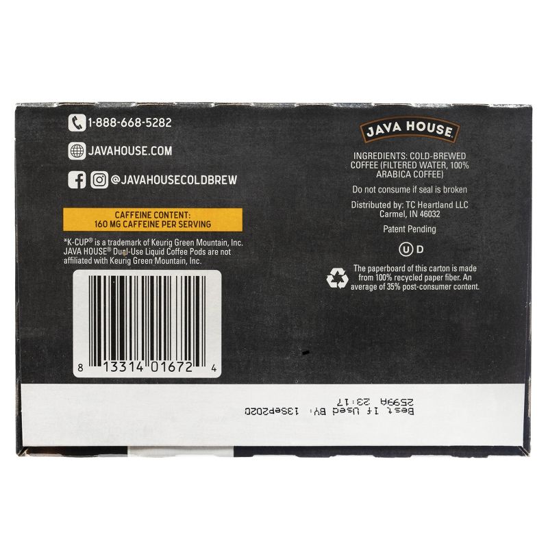 Java House Cold Brew Colombian Black Medium Roast Single Serve - 12ct