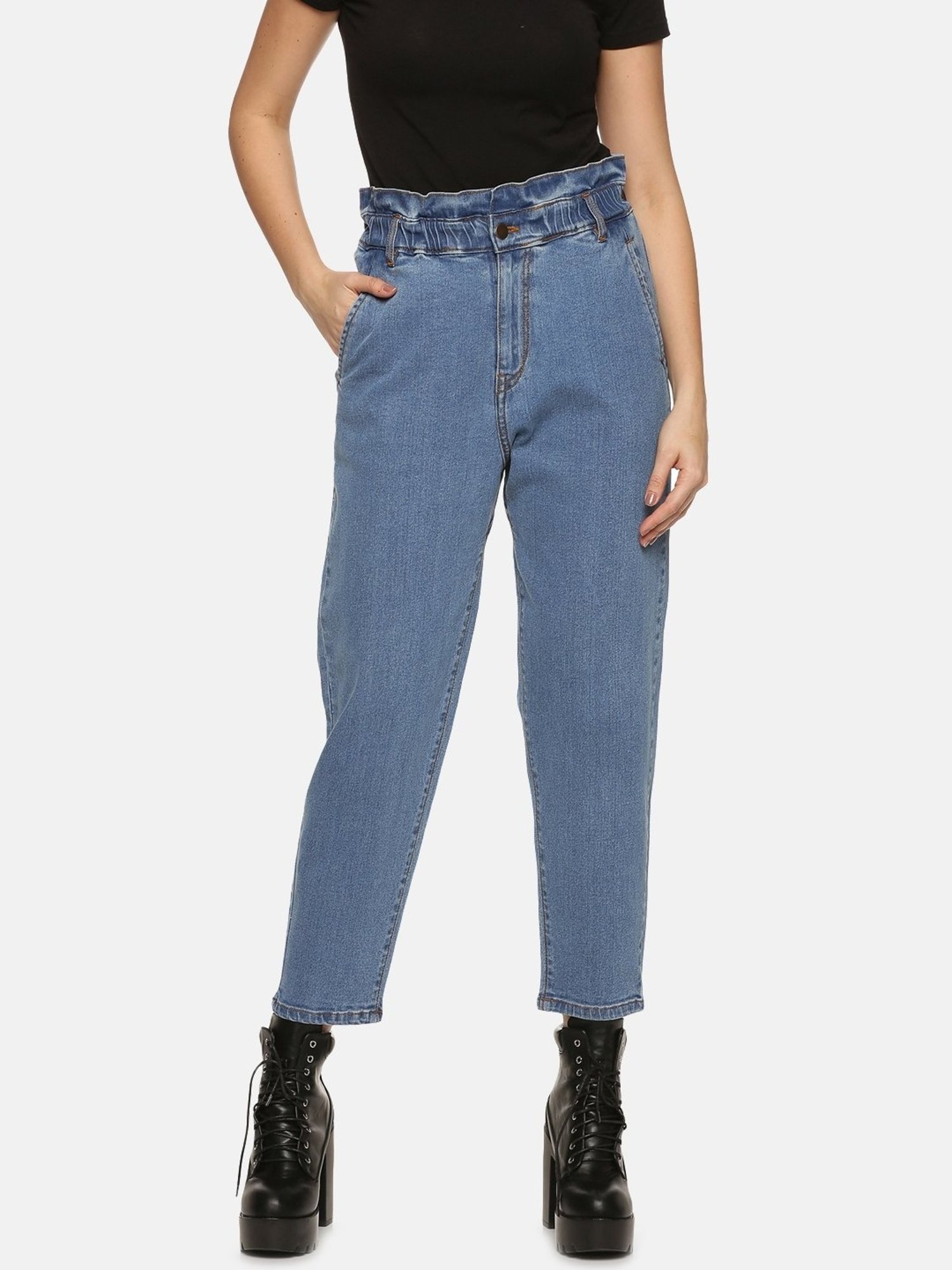 ISU Blue Cotton High Rise Jeans