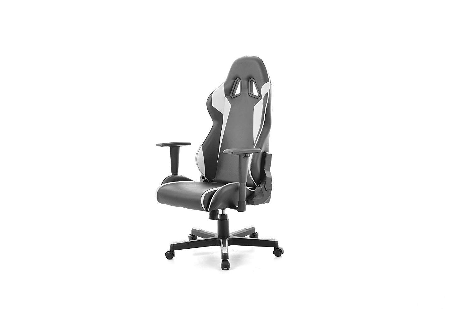Powerwarehouse Ultimate Series Ergonomic Reclining Gaming Chair with Steel Frame, Neck and Lumbar Support, Adjustable Height and Arms, White/Black