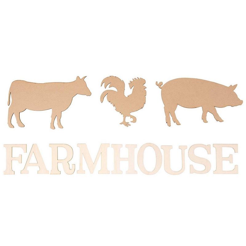 Genie Crafts Unfinished Wood Letter Cutouts and Stencils, Farmhouse Decor Animal Silhouettes, 3 Inch