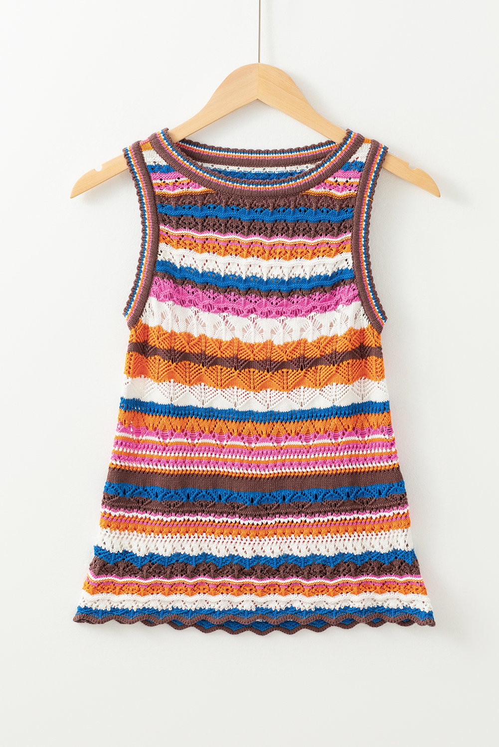 Light Blue Checkered Color Block Crew Neck Short Sleeve Sweater