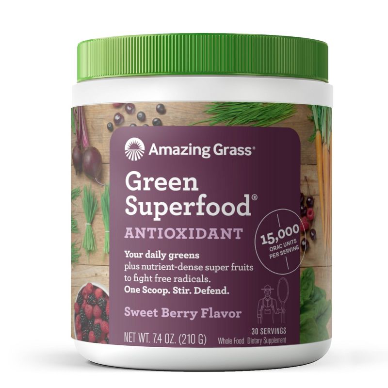 Amazing Grass Green Superfood Antioxidant Vegan Dietary Supplement Powder - Sweet Berry - 7.4oz