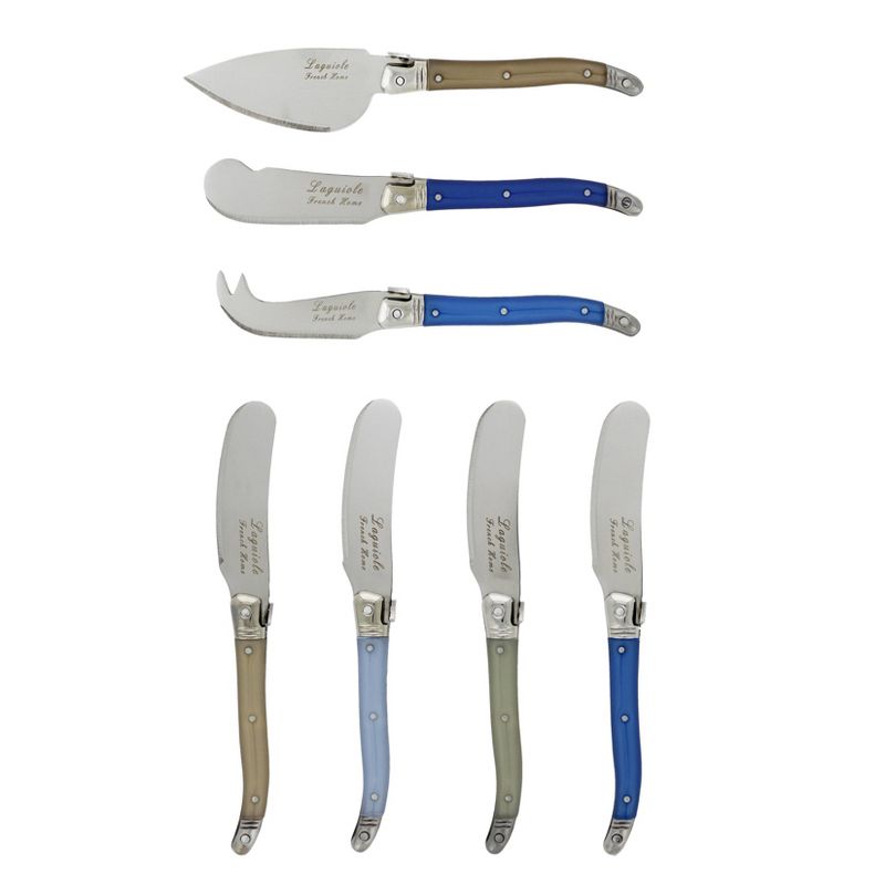 7pc Stainless Steel Laguiole Cheese Knife Set Blue - French Home