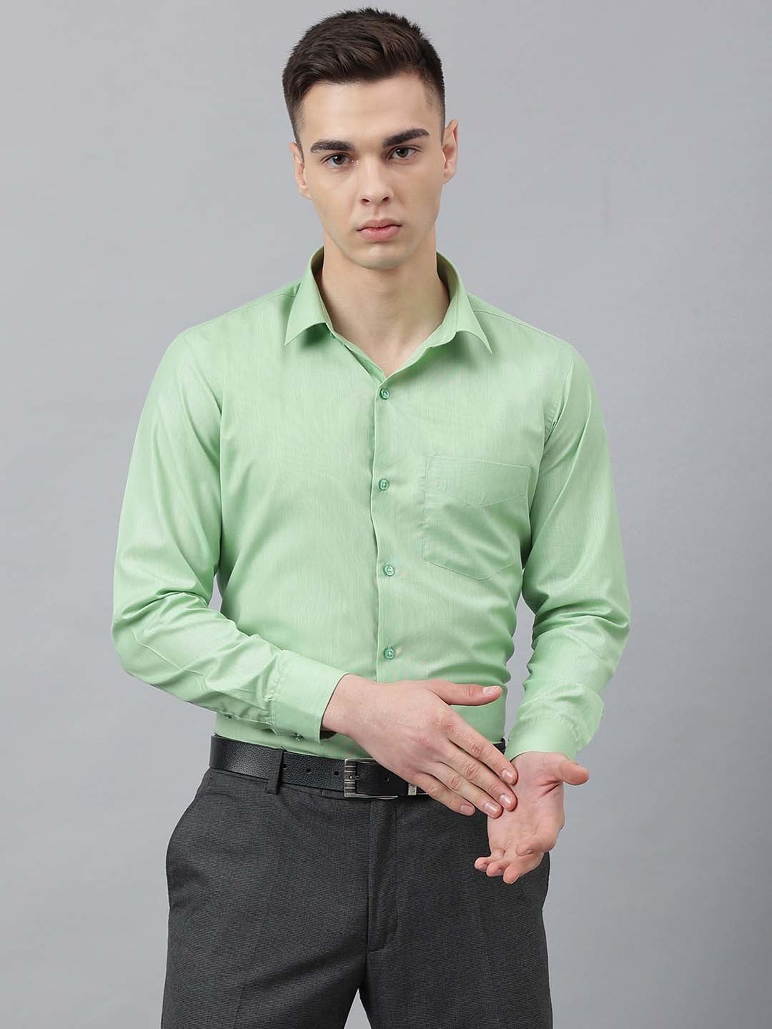 English Navy Green Slim Fit Shirt