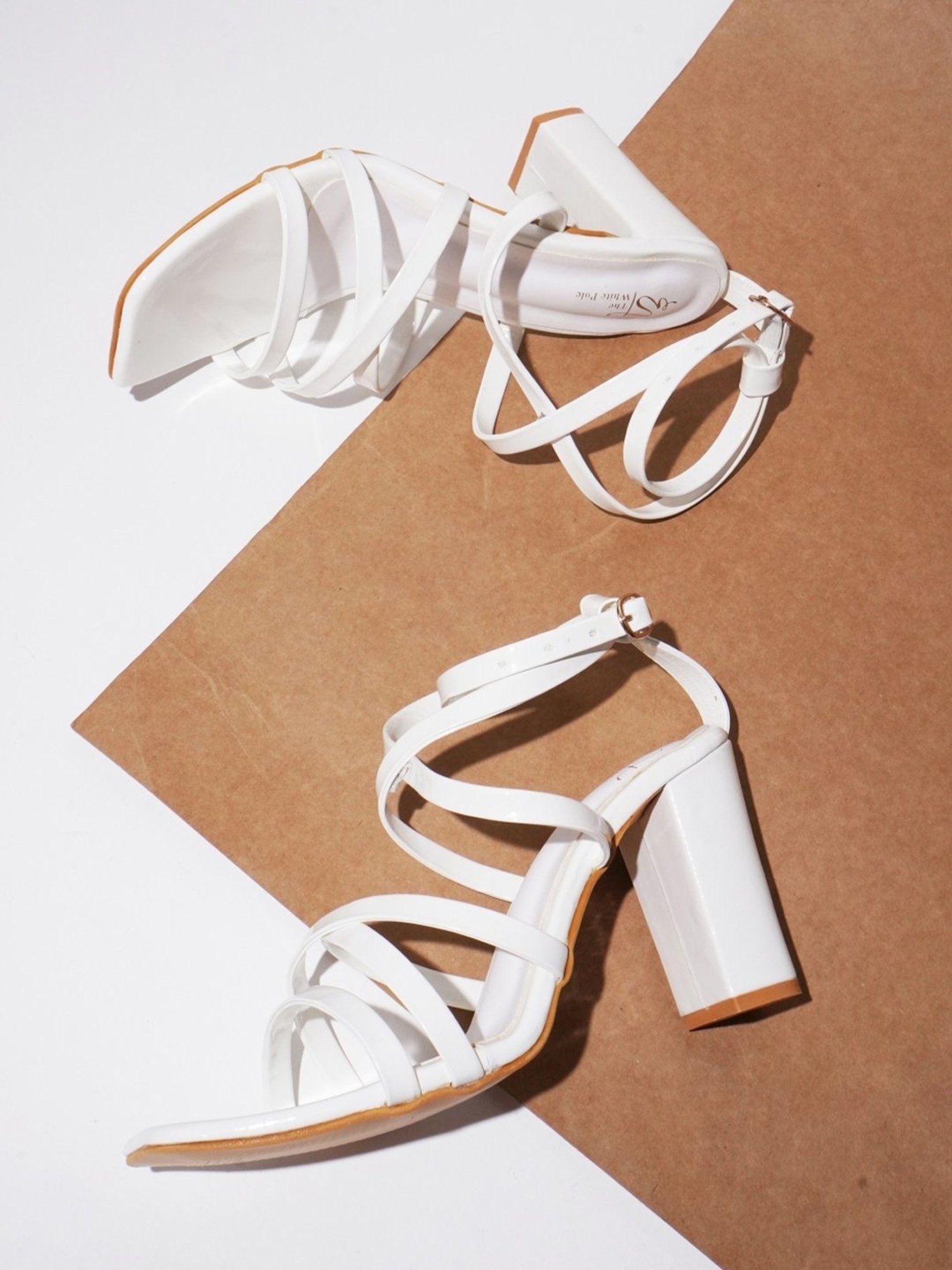 The White Pole Women's White Ankle Strap Sandals