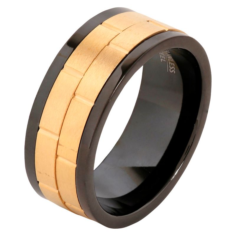 Men's West Coast Jewelry Goldtone Two-Tone Stainless Steel Dual Spinner Ring (9)