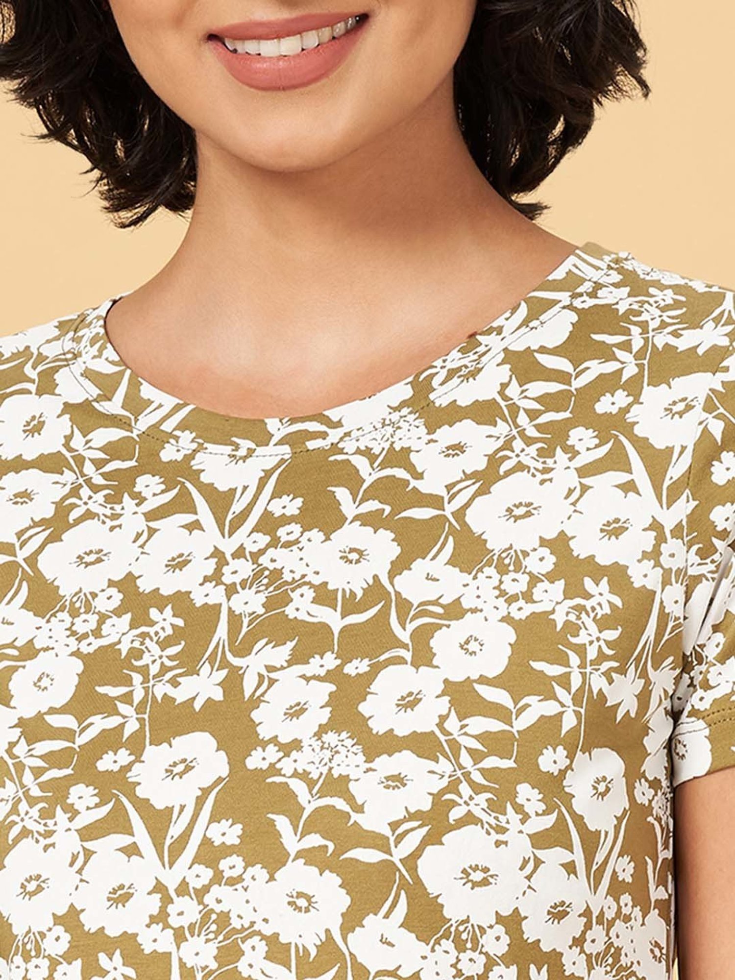 Honey by Pantaloons Green Cotton Printed T-Shirt